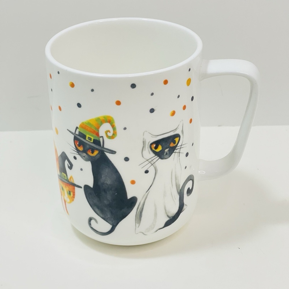 Portobello By Design Bone China England Halloween Cats Mummy Witch Large Mug